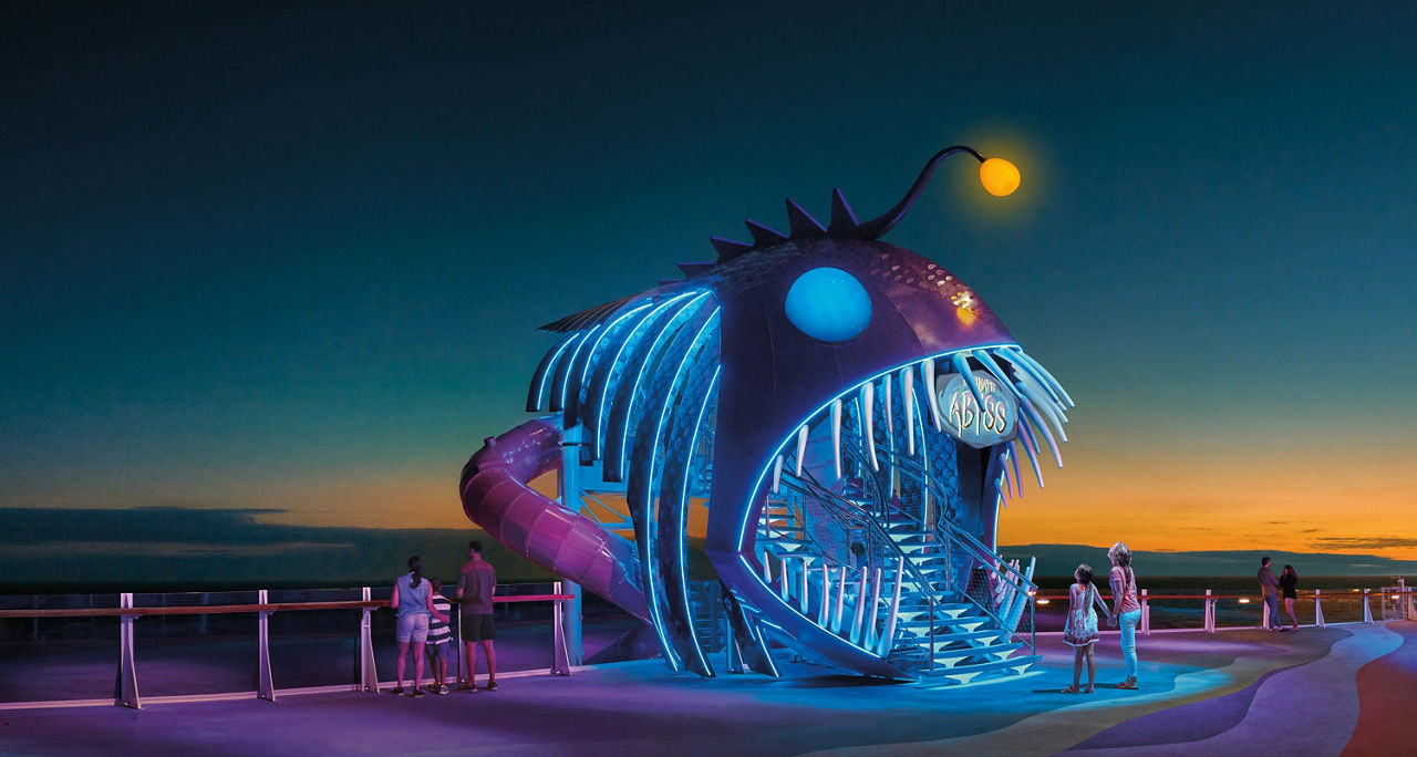 Harmony of the Seas, Ultimate Abyss, Slide, Family, Sunset Night, Activity
