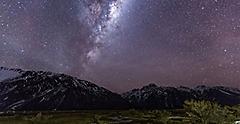 View of the astrotourism location of Aoraki Mackenzie. New Zealand.