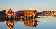 Scandinavian Village During Midnight Sun