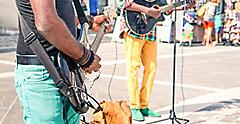 Falmouth, Jamaica, Reggae Street Musicians Guitars
