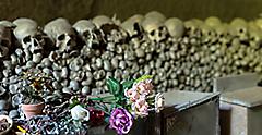 Skulls in Fontanel cemetery Quarter Naples