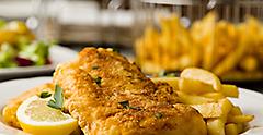 New England Fish and Chips Fried Cod and French Fries