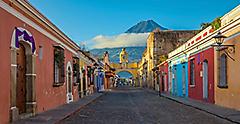 Antigua, Guatemala with Agua Volcano in the Background