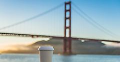 San Francisco, California Golden Gate Bridge and Coffee Cup