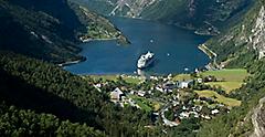 nordic fjord valley mountains ship aerial tile1