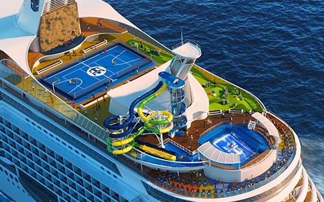Voyager of the Seas Aerial Sports Court and Rock Climbing Wall Close Up