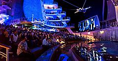The Fine Line Cruise Show Audience sitting watching performer on tight rope