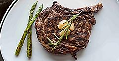 Chops Grille Steak Asparagus Close Up