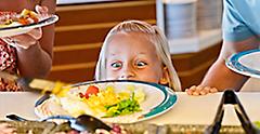 Little Girl Looking at Fresh Made Scrambled Eggs, Windjammer