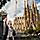 Spain Barcelona Sagrada Familia Cathedral Couple Enjoying Walk