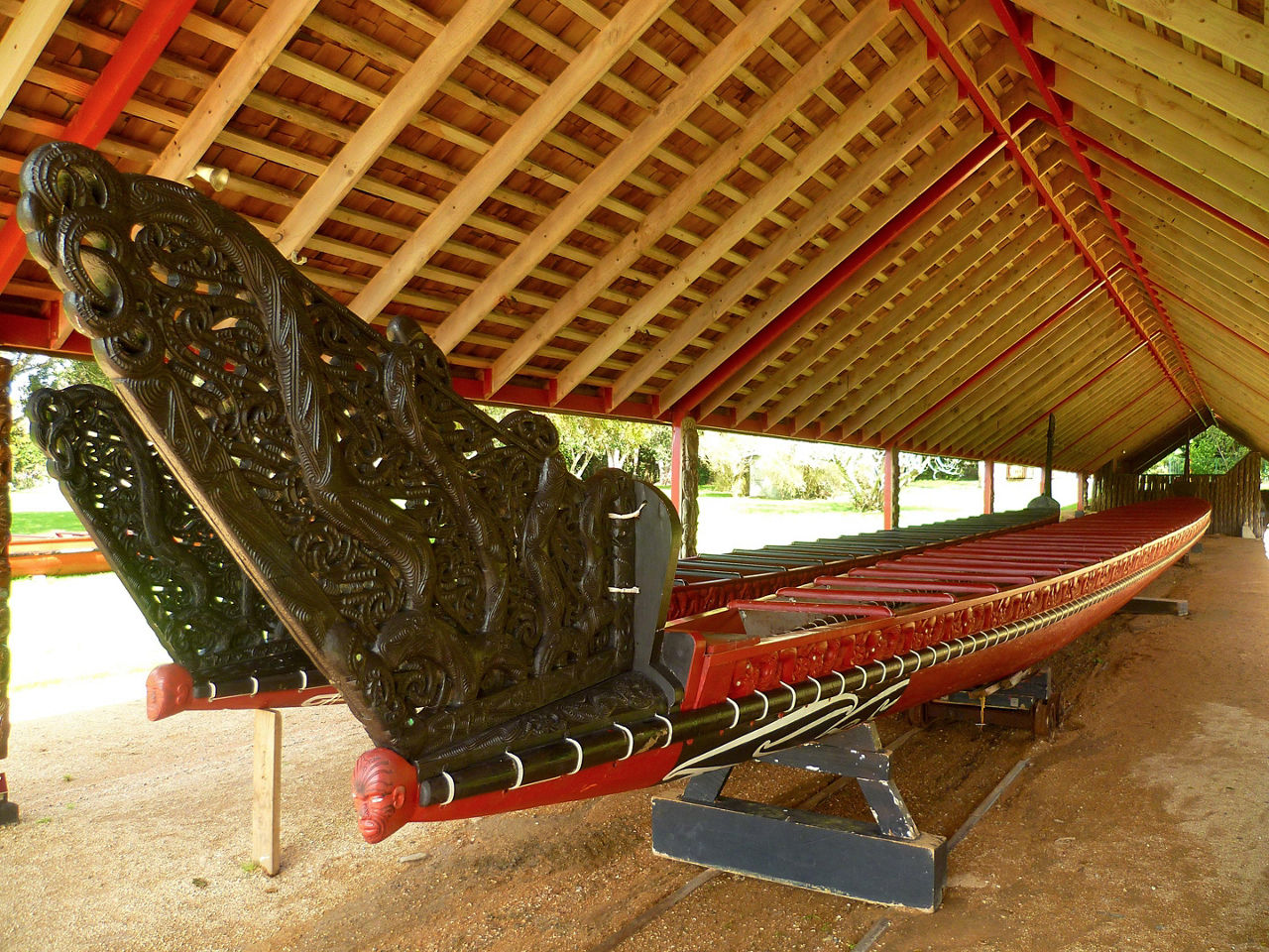 Close up of a maori canoe at Waitangi Treaty Grounds in New Zealand