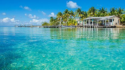 View of the small tropical island of Belize Cayes. Belize