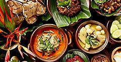 Ketupat Lebaran. Traditional Celebratory Dish of Rice Cake with Several Side Dishes