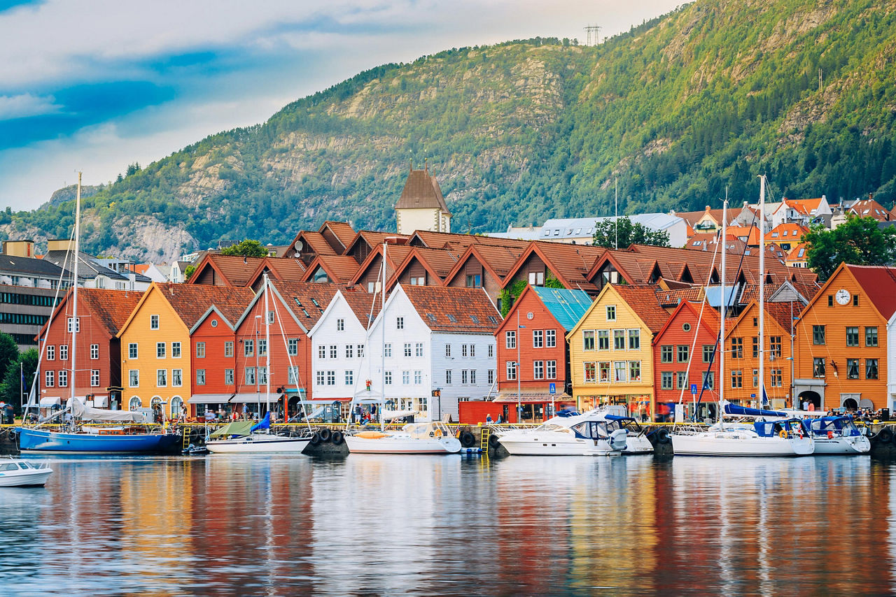 Colorful waterfront homes in Bergen, Norway