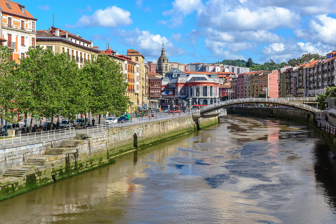 A river running through Bilbao, Spain