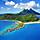 Bora Bora, French Polynesia, Aerial view of overwater bungalows