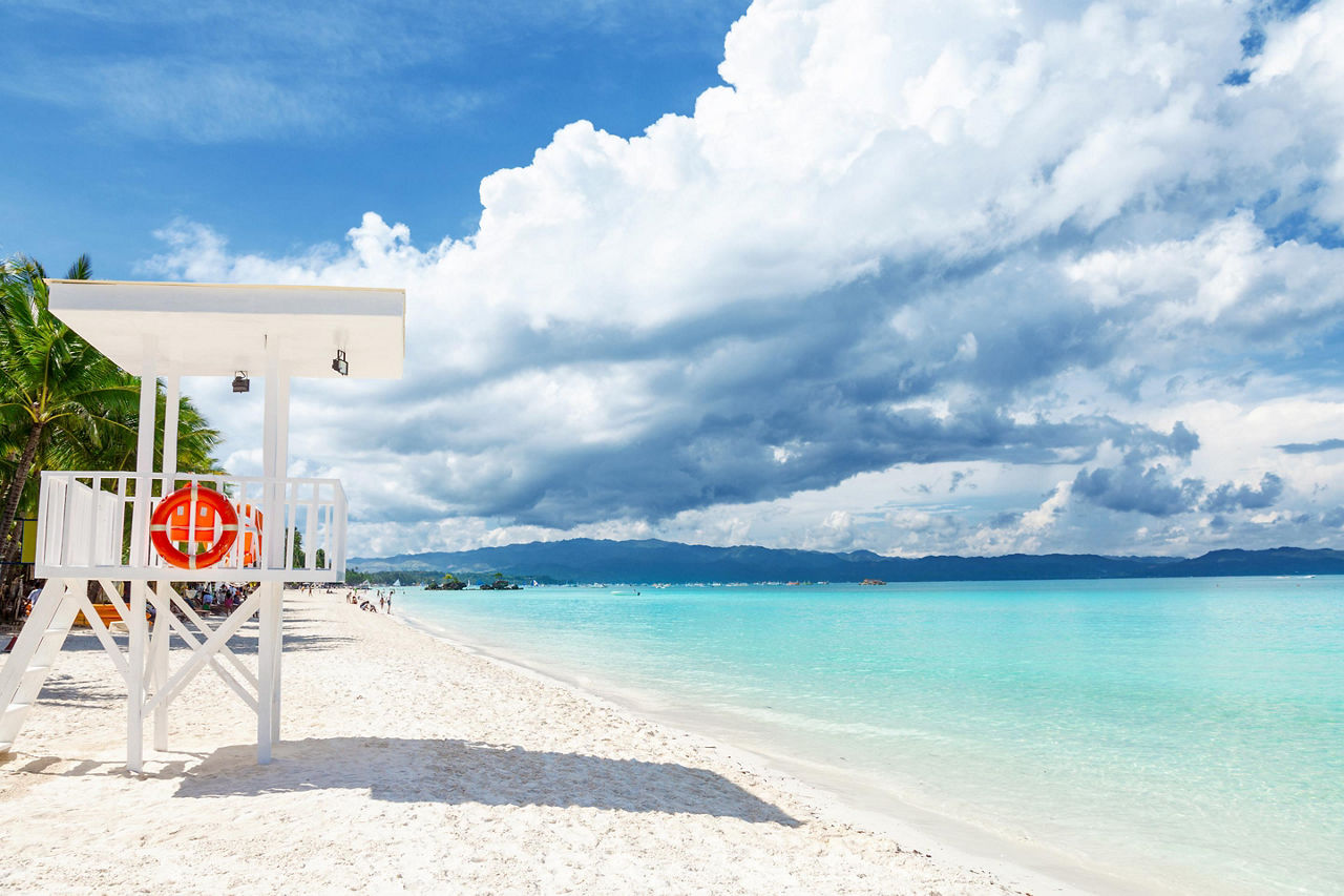 Pristine waters and white sand in Boracay, Philippines