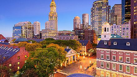 boston massachusetts downtown cityscape