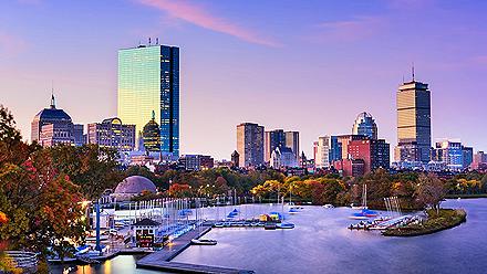 Skyline of Dock during Sunset, Boston, Massachusetts