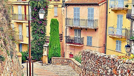 Homes Lining A Staircase, Cannes, France 