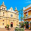 Close up view of the Church of St. Peter Claver in Cartagena, Colombia