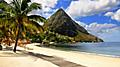 View of Where the Mountains Meet the Sea in St. Lucia. The Caribbean