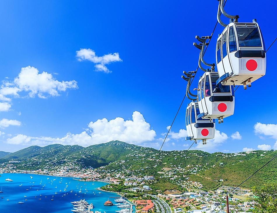 Cable Cars with Bay View,  Charlotte Amalie, St. Thomas
