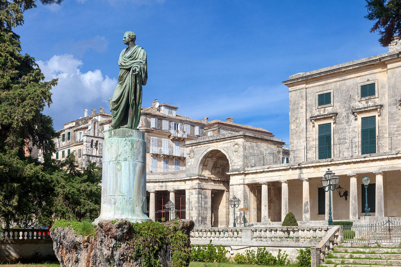 Statue of general Frederick Adam, in front of the Museum of Asian Art in Corfu, Greece