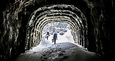 People Hiking through a Cave, Corner Brook, Newfoundland 