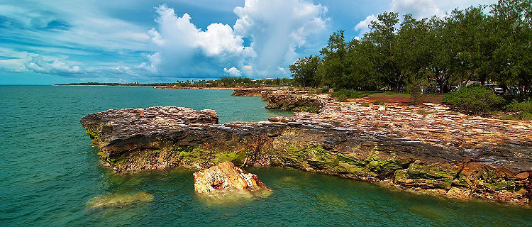 A rocky coastline in Darwin, Australia