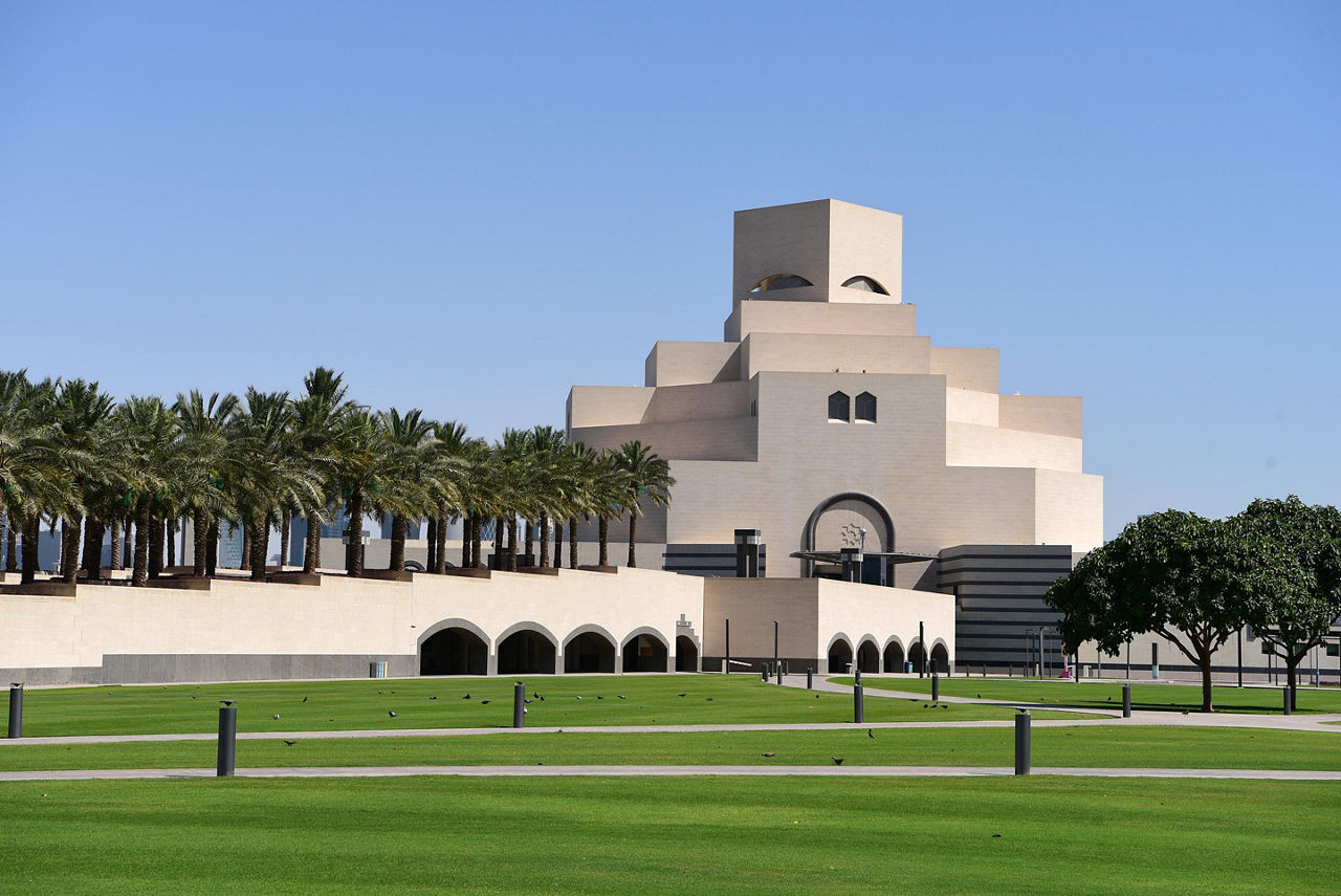 The geometric architecture of the Museum of Islamic Art in Doha, Qatar