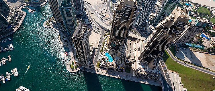 Dubai's futuristic skyscrapers from above