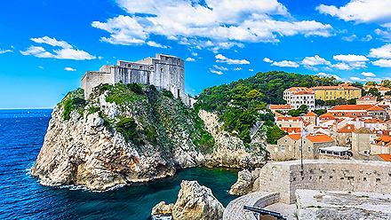 Adriatic idyllic scenery at coastal town Dubrovnik, Croatia