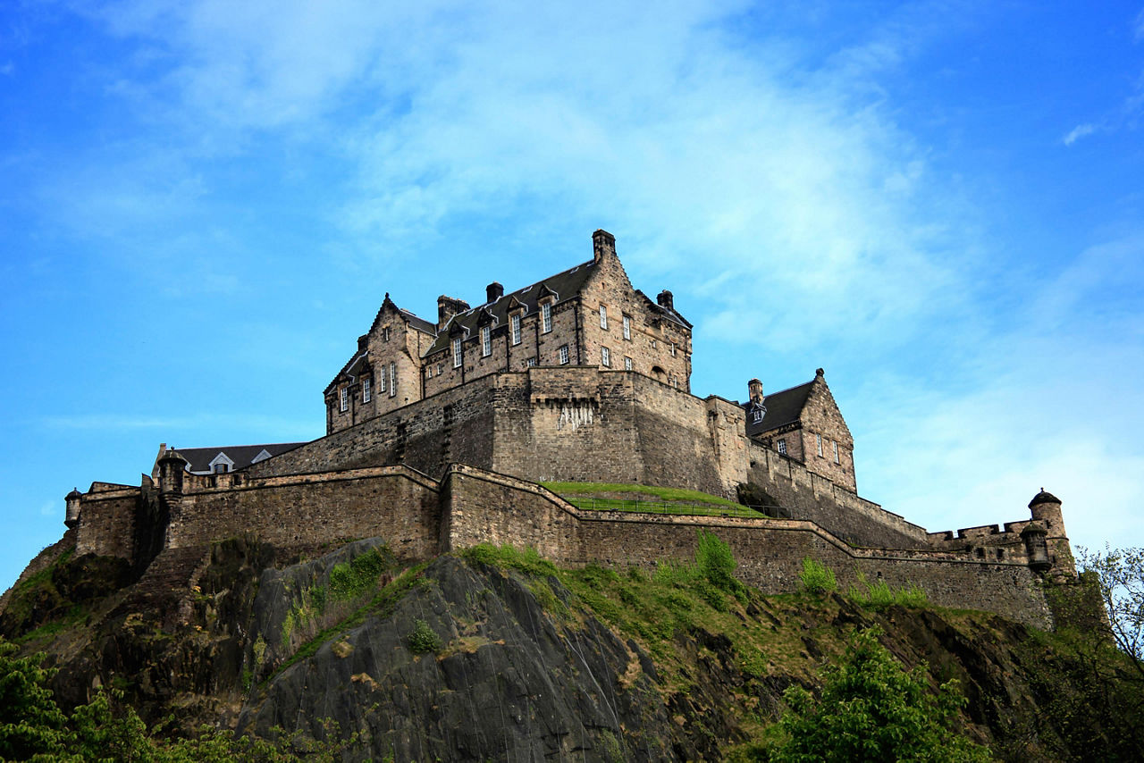 A close up view of the Edinburgh Castle in Scotland