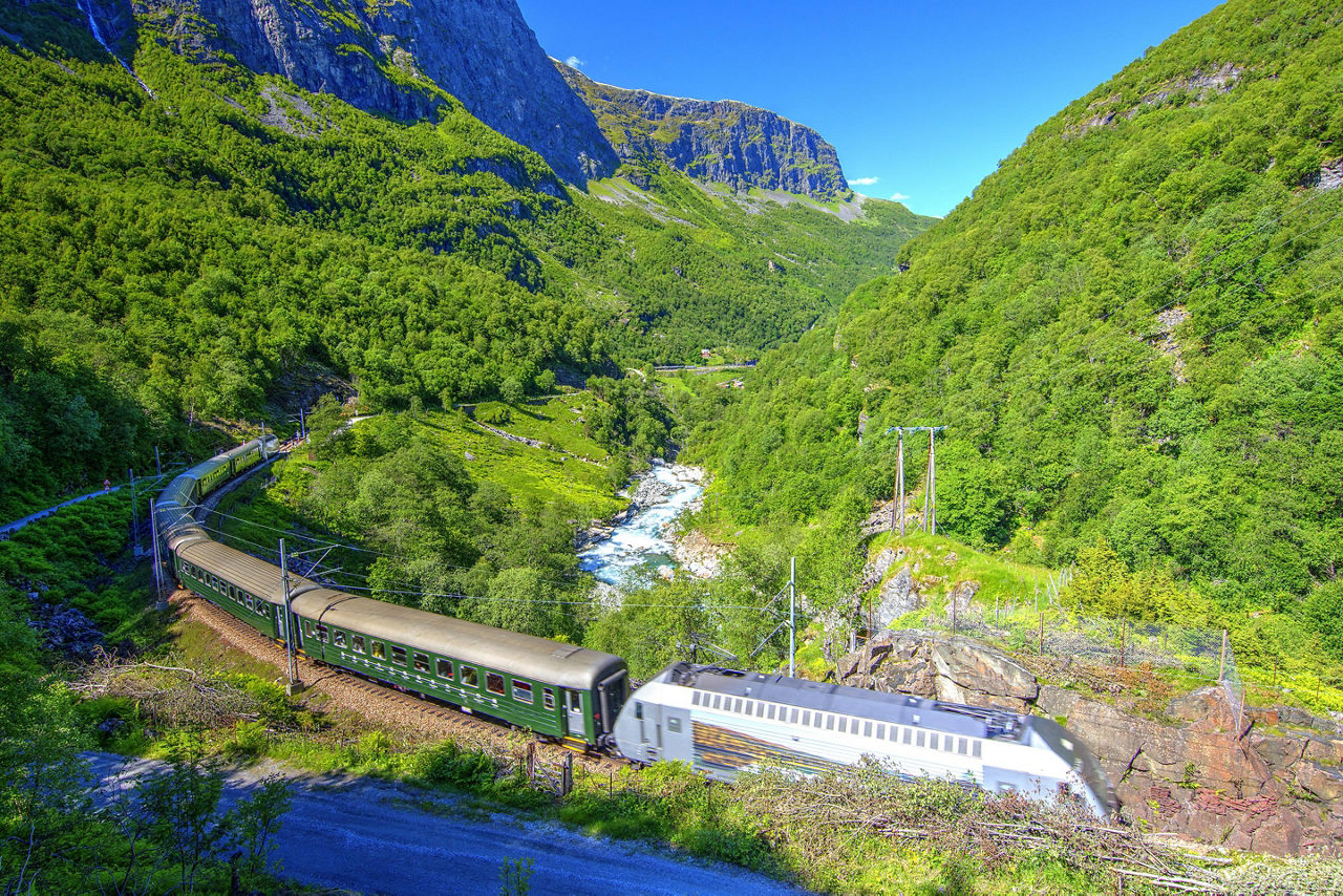 A Train Traveling through, Flam, Norway