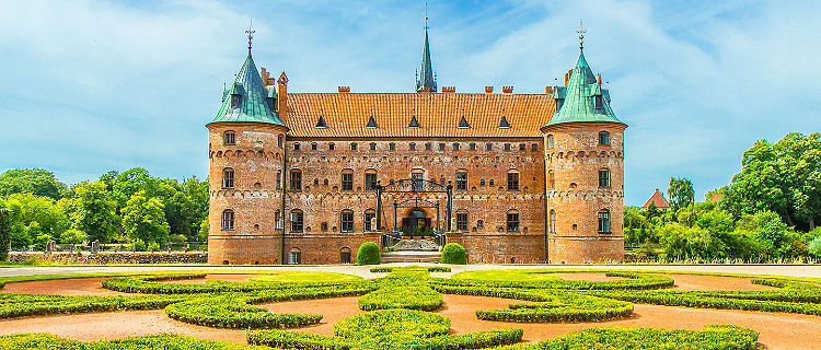 The front of the Egeskov Castle in Denmark