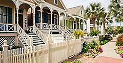 Vintage homes in the historical district. Galveston, Texas.