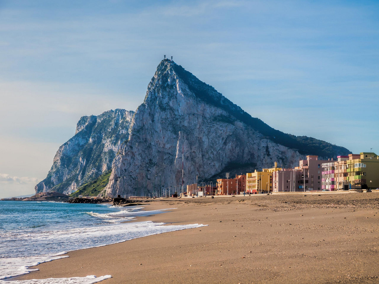 View of the Rock of Gibraltar from a beach