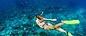 Bahamas Girl Snorkeling Underwater, Grand Bahama Island