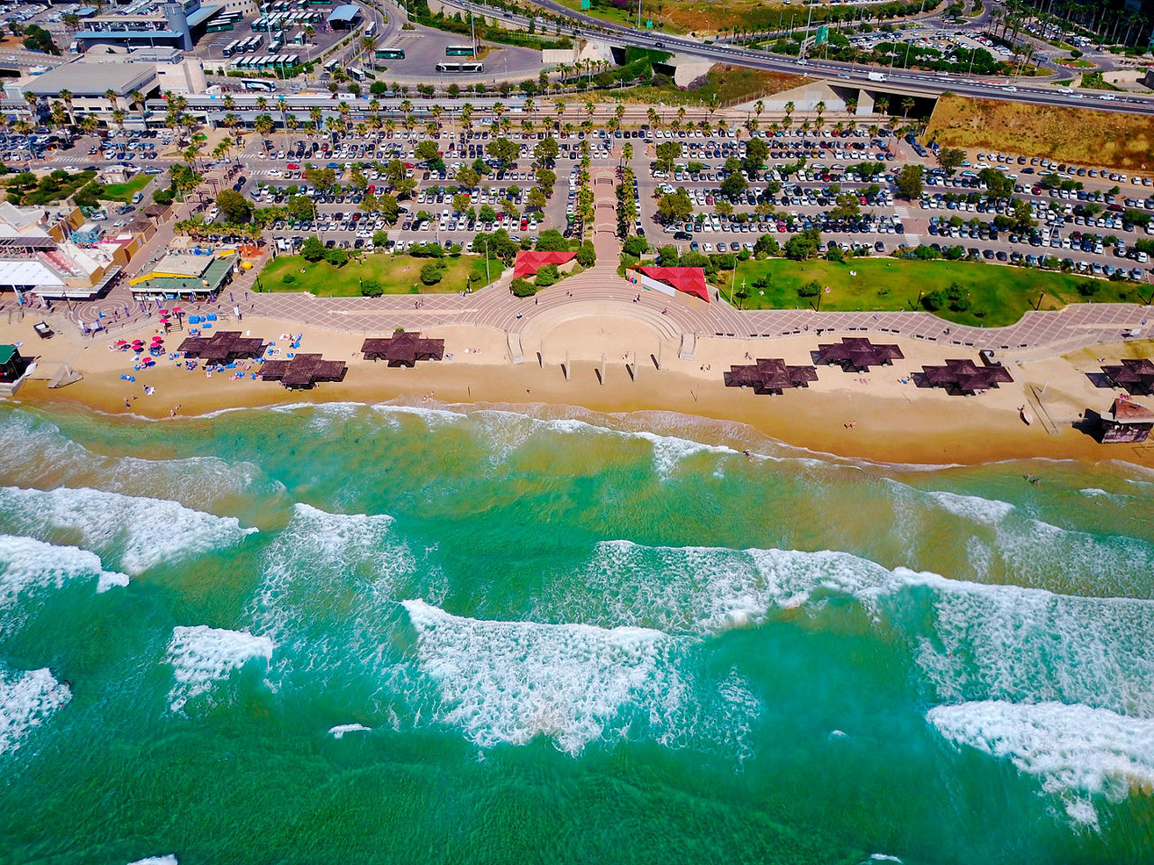 Aerial view of Haifa Beach in Israel