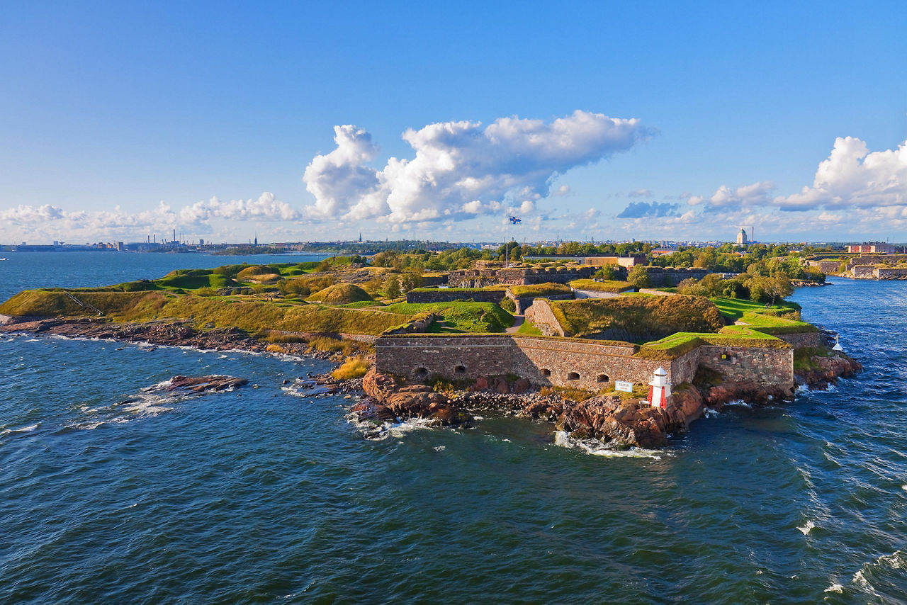 Aerial view of the Suomenlinna Fortress in Helsinki, Finland