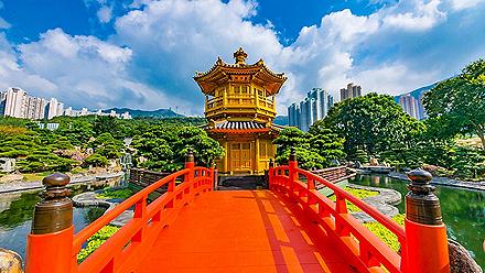 The Golden Pagoda of Nan Lian garden in Hong Kong