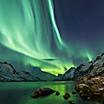 Northern lights over arctic terrain in Norway