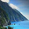 Beautiful mountainside cliff with clear blue waters in Hualien, Taiwan