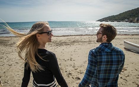 Spain Ibiza Beach Coast Line Couple on a Romantic Stroll