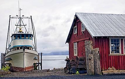 One of the many historic cannery buildings at Icy Strait Point