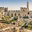 The Tower of David, a historical site with old architecture of stones, in Jerusalem, Israel