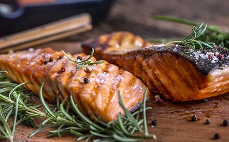 Grilled Salmon Topped with Rosemary, Ketchikan, Alaska
