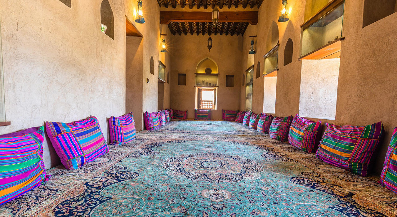 Interior of the Khasab castle in Oman