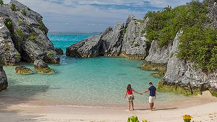 Couple of a Romantic Beach Stroll, Bermuda
